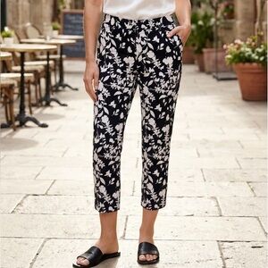 CHICO’S  Black and White Floral Pants. Size 13